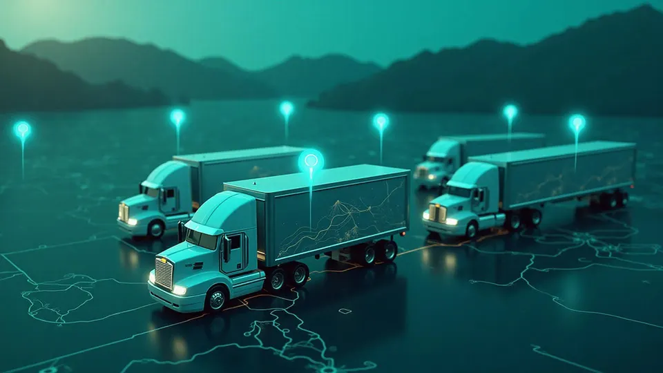 Connected fleet vehicles on a route map